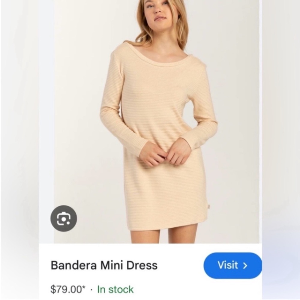 Brixton New with tags cream ribbed mini dress